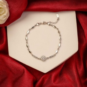 Silver Solitaire Charm Bracelet