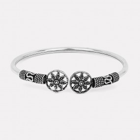 Oxidized Silver Flower Bracelet