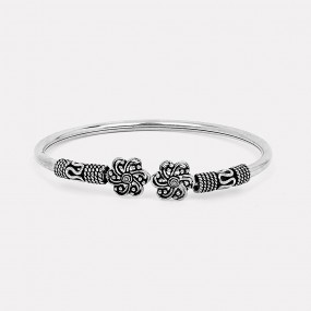 Oxidized Silver Open Flower Bracelet