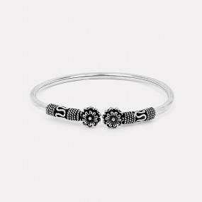 Oxidized Silver Sunflower Bracelet