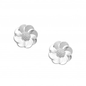Silver Flower Zircon Earrings