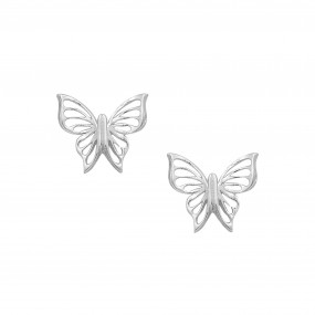 Silver Butterfly Zircon Earrings