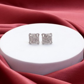 Silver Square Zircon Earrings