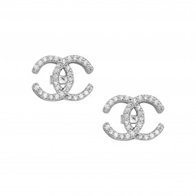 Silver CC Zircon Earrings