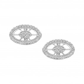 Silver Wheel Zircon Earrings