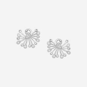 Silver Peacock Zircon Earrings