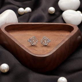 Silver Tangle Zircon Earrings