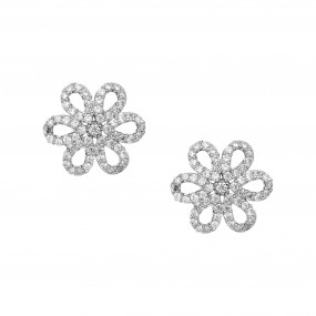Silver Flower Zircon Earrings