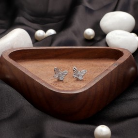 Silver Butterfly Zircon Earrings