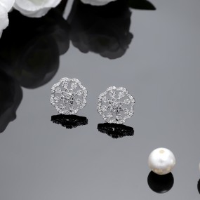 Silver Snowflake Zircon Earrings