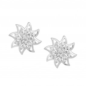 Silver Star Zircon Earrings