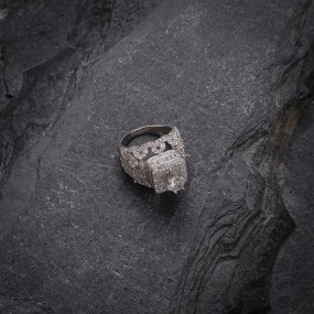 Silver Cocktail Solitaire Ring