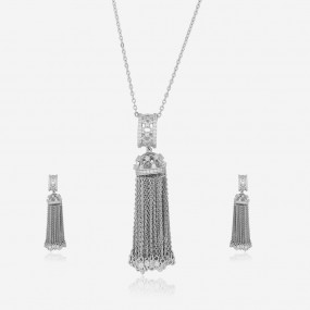 Silver Eye Catcher Necklace with Long Link chain