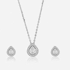 Silver Drizzling Drop Necklace Set