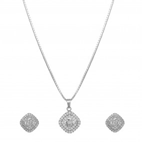 Silver Square Necklace Set