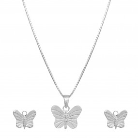 Silver Butterfly Necklace Set