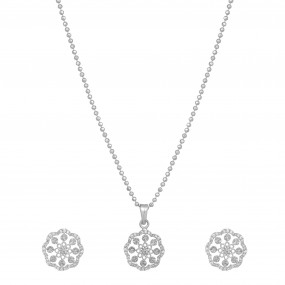 Silver Snowflake Necklace Set