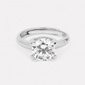 Silver Solitaire Zircon Ring