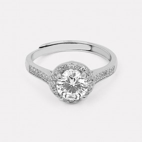 Silver Round Solitaire Ring