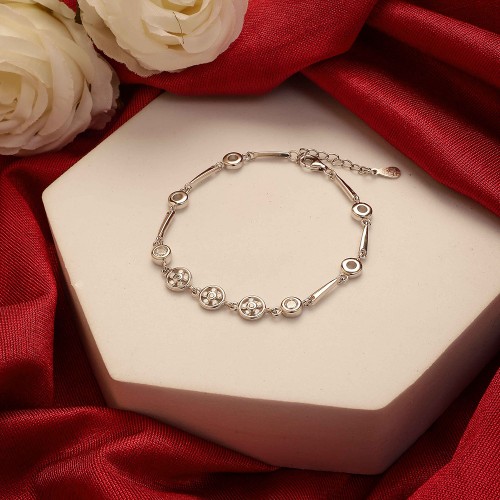 Silver Round Flower Bracelet