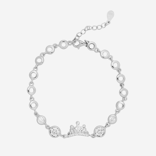 Silver Crown Charm Bracelet