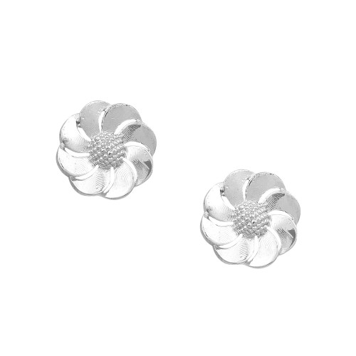 Silver Flower Zircon Earrings
