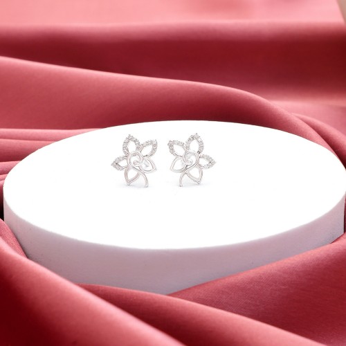 Silver Star Zircon Earrings