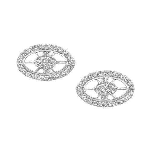 Silver Wheel Zircon Earrings