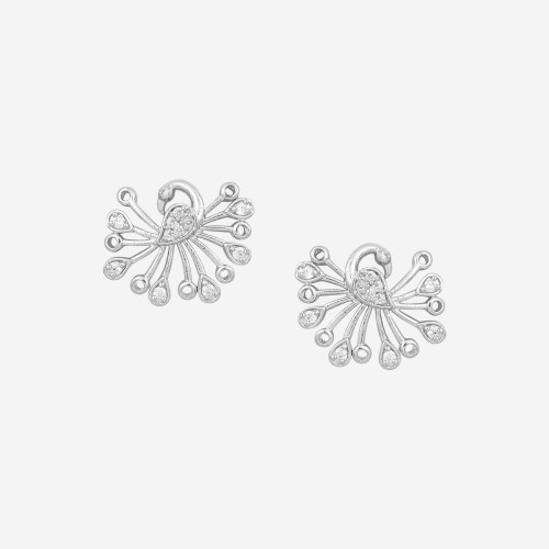 Silver Peacock Zircon Earrings