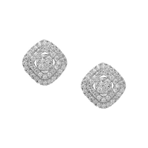 Silver Square Zircon Earrings