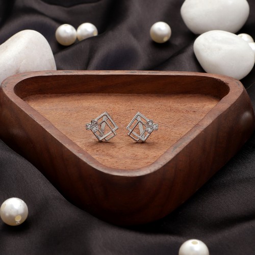 Silver Tangle Zircon Earrings