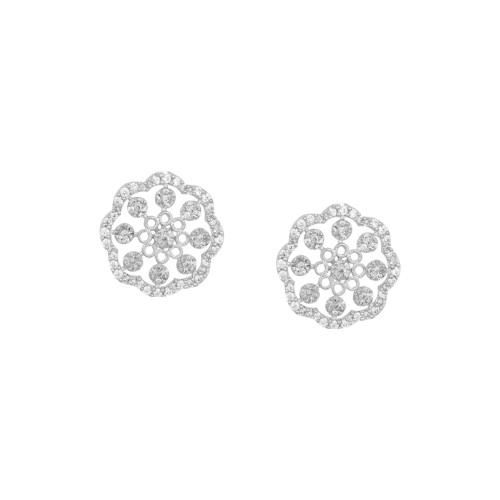 Silver Snowflake Zircon Earrings