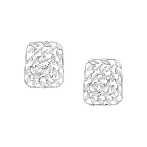 Silver Maze Zircon Earrings