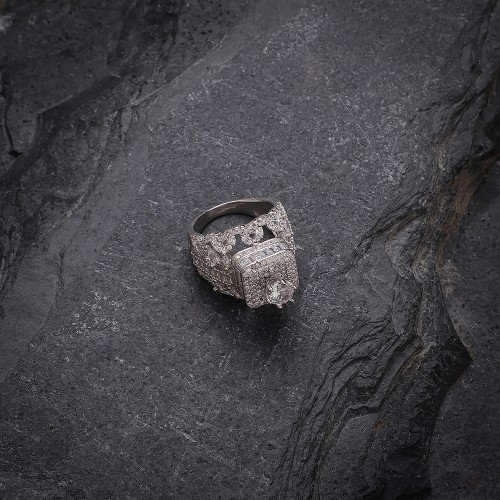 Silver Cocktail Solitaire Ring