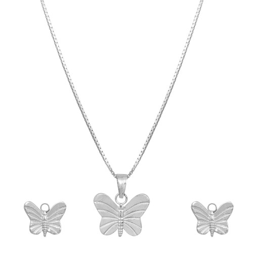 Silver Butterfly Necklace Set