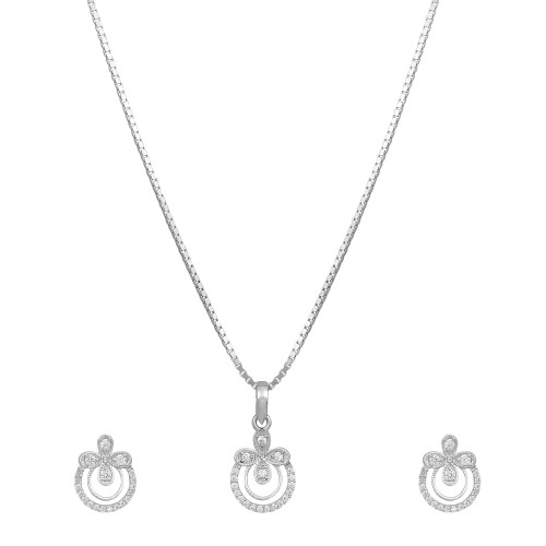 Silver Flower Round Necklace Set