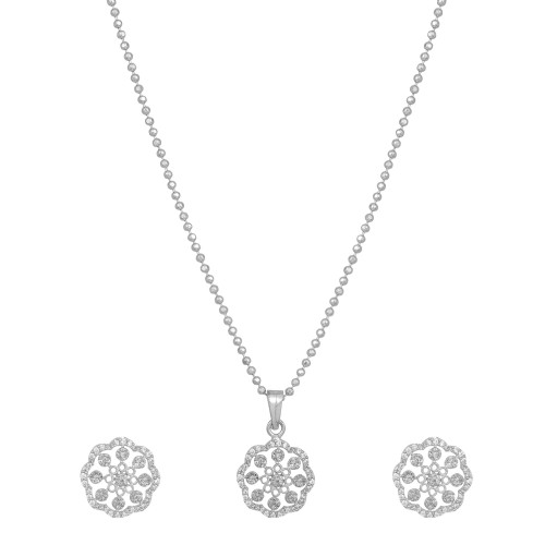 Silver Snowflake Necklace Set