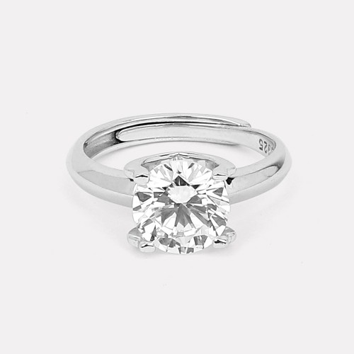 Silver Solitaire Zircon Ring